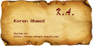 Koren Ahmed névjegykártya
